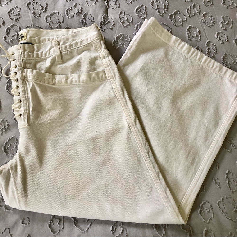 Citizens Of Humanity Rare Lace Up White/ Cream Crop Flare Jeans